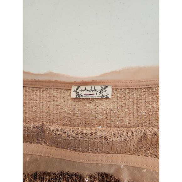 Free People Intimately Bodysuit Pink Small Sequin Super Shine Fairy Dainty Boho - Picture 6 of 10